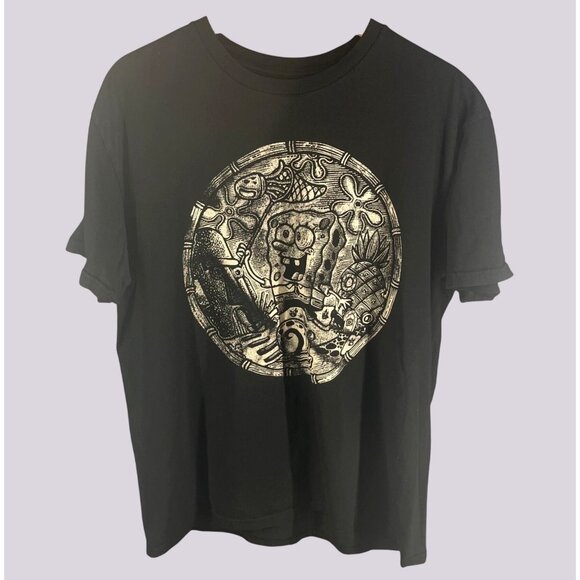 SpongeBob SquarePants T-Shirt Large Black Graphic Tee 100% Cotton Nickelodeon - Picture 1 of 4